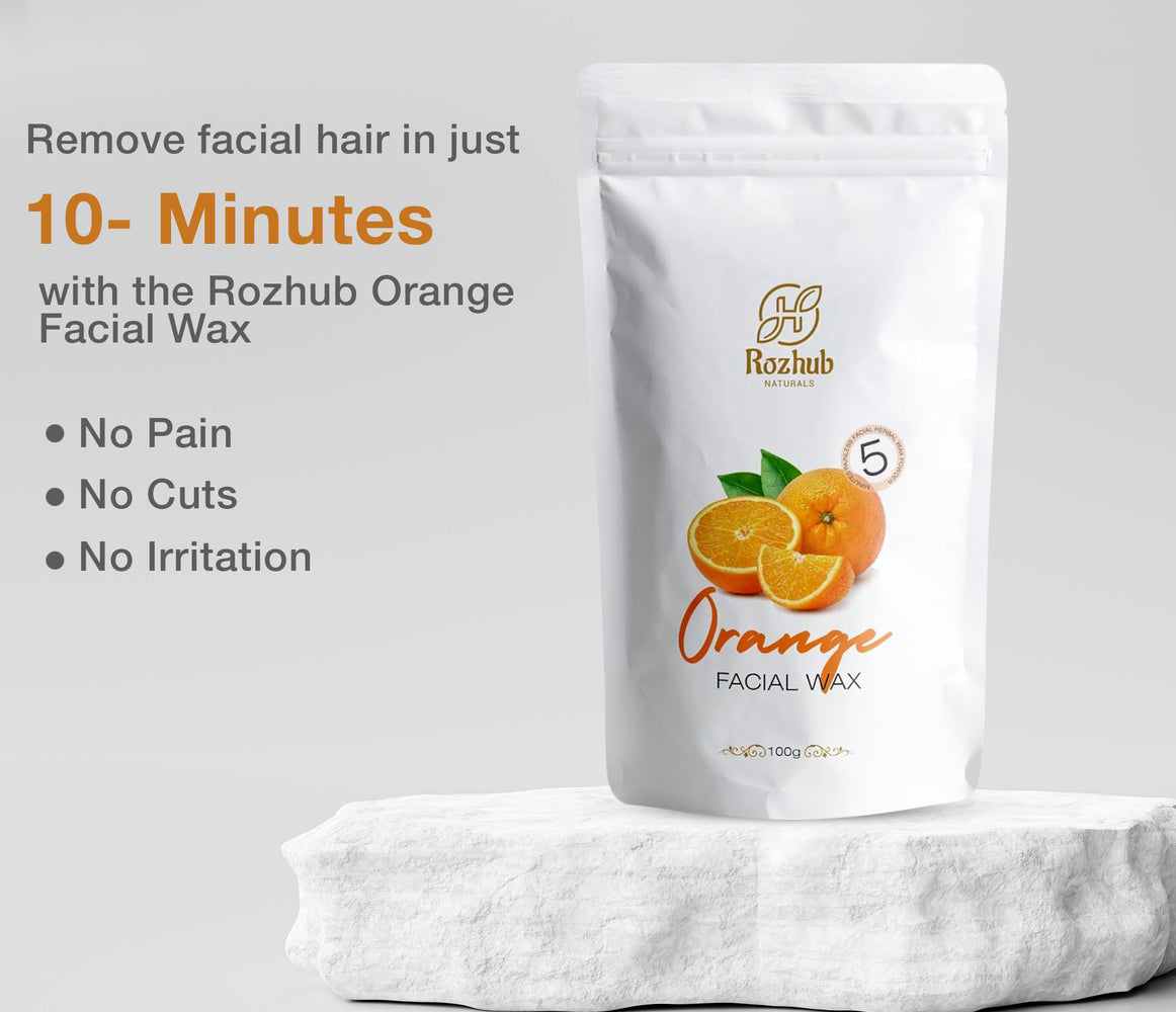 Rozhub Naturals Orange Peel Facial Wax Powder - Brighten Your Skin with Zesty Smoothness - 100g - Rozhub Naturals