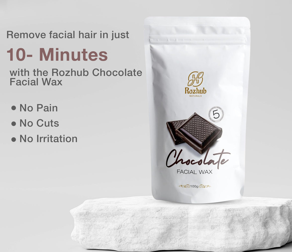 Rozhub Naturals Chocolate Facial Wax Powder - Sweet Skin Treat for a Smooth You - 100g - Rozhub Naturals