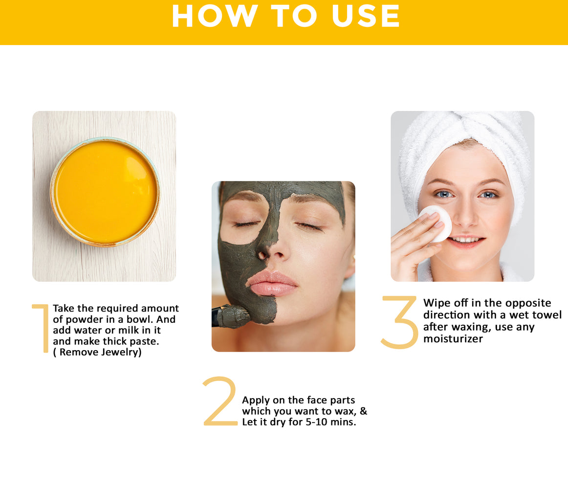 Rozhub Naturals Turmeric Facial Wax Powder - Smooth, Radiant Skin at Your Fingertips - 100g - Rozhub Naturals