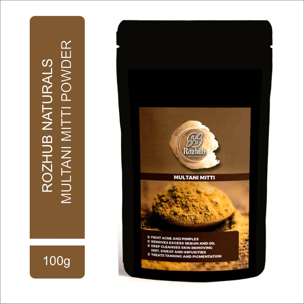 Rozhub Naturals Multani Mitti Clay (Fuller Earth) Herbal Face & Hair Mask Powder - 100g - Rozhub Naturals